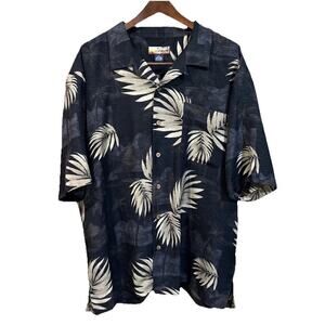 Havana Jack's Cafe Island Silk Camp Shirt Size XXL Palm Print Hawaiian Cruise